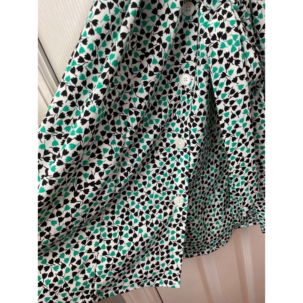 PopSugar Green Black Tulip Floral Shirt Dress Button Front Belted Pockets‎ M NEW - Picture 5 of 16